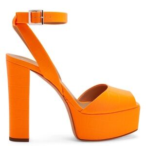 Giuseppe Zanotti Orange Platform Sandals with Ankle Strap